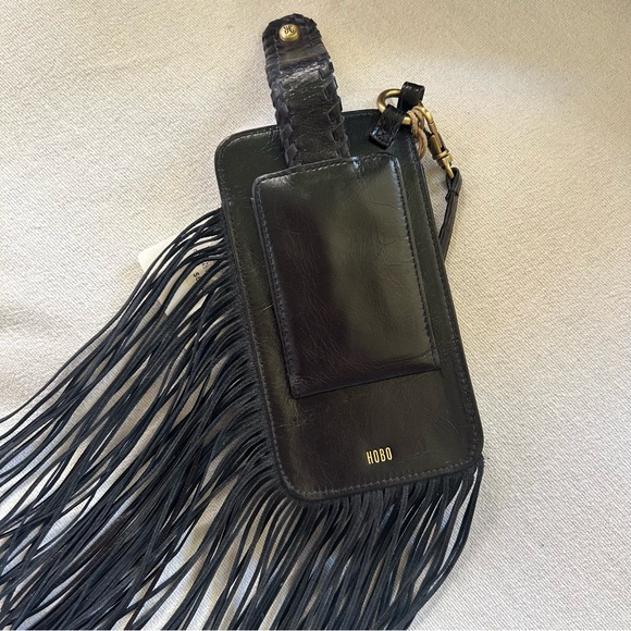 NWT HOBO Black Fringe Phone Wallet Wristlet Clutch
